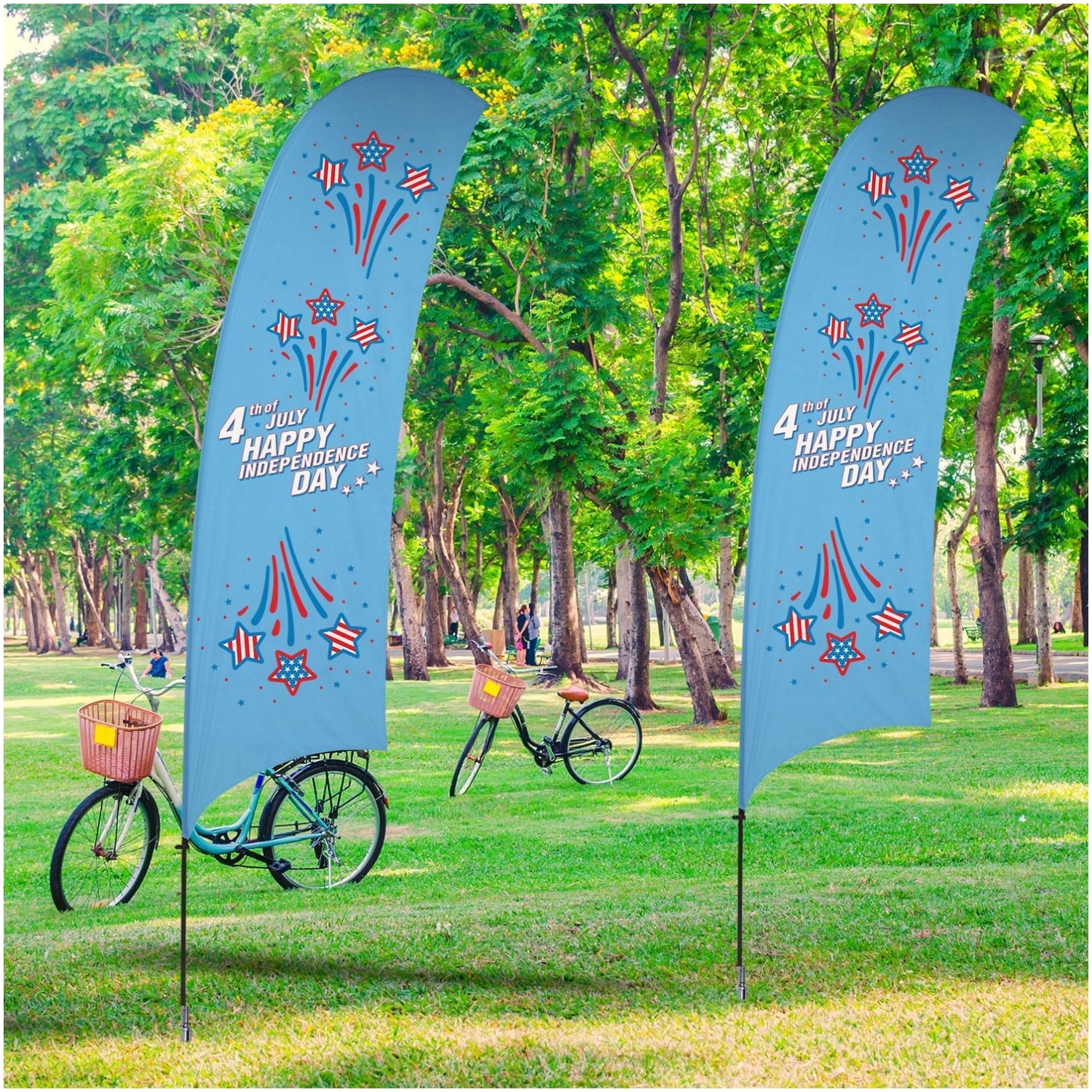 15′ Value Razor Sail Sign – 1-sided With Cross Base