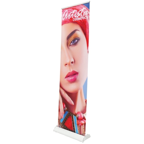 Dolphin Retractable Banner Stand —  W/clamp Bar 24″ X 85″ Fabric Graphic Package